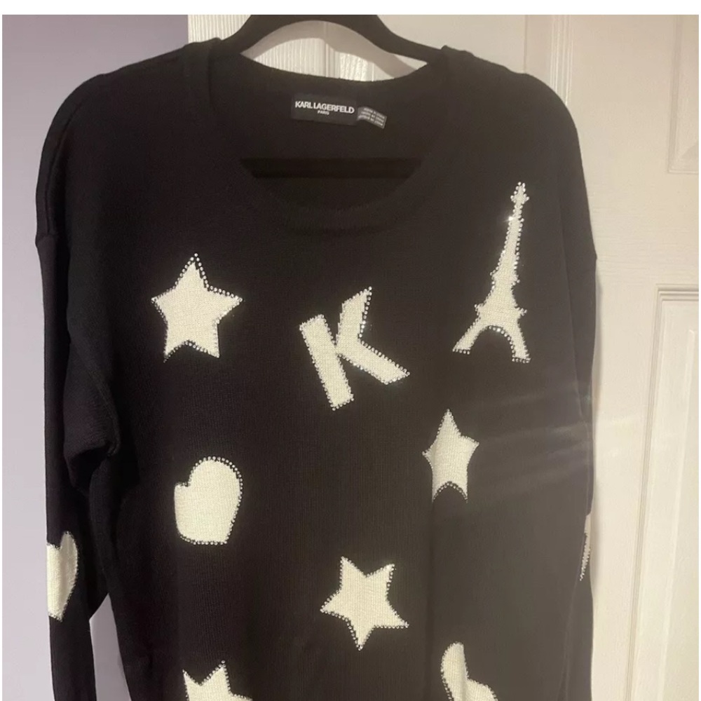 Preowned Dark NAVY DIAMOND DESIGN KARL LAGERFELD  SWEATER  SIZE L